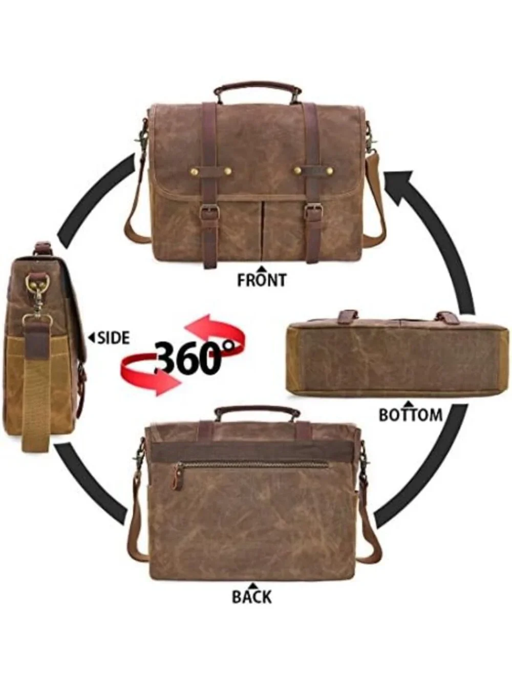 Stylish 15.6 Inch Men's Messenger Bag | Business Office Work Briefcase - Brown